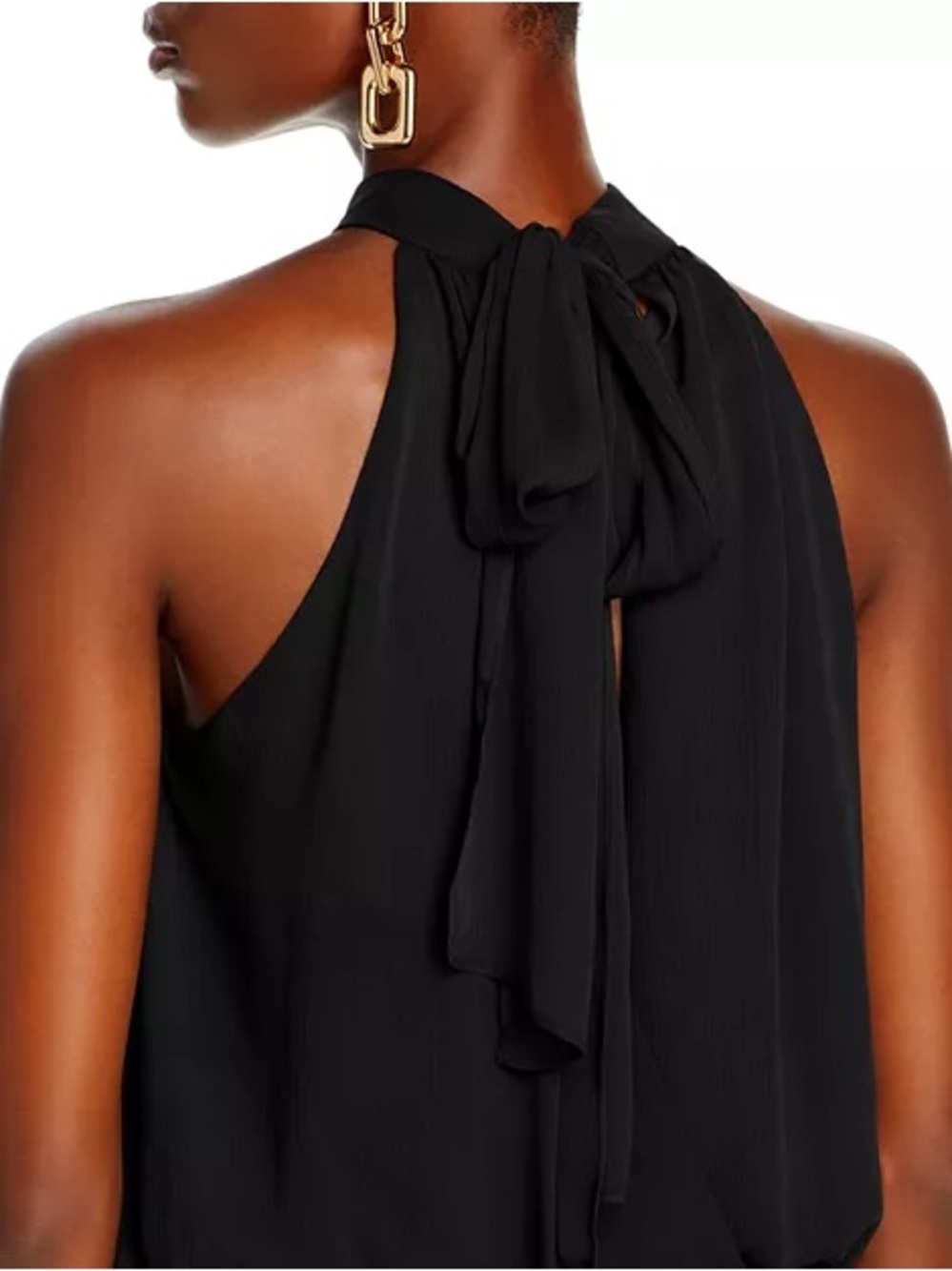 Fifteen Twenty 100% Silk Black Halter Top Tie Neck Sleeveless Blouse NWOT Size S - Picture 2 of 11